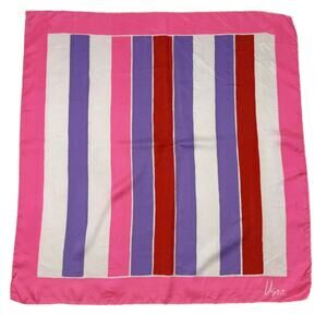 Vera Silk Square Scarf Pink Purple Red Stripes Retro 60s Vibes Japan 26x27